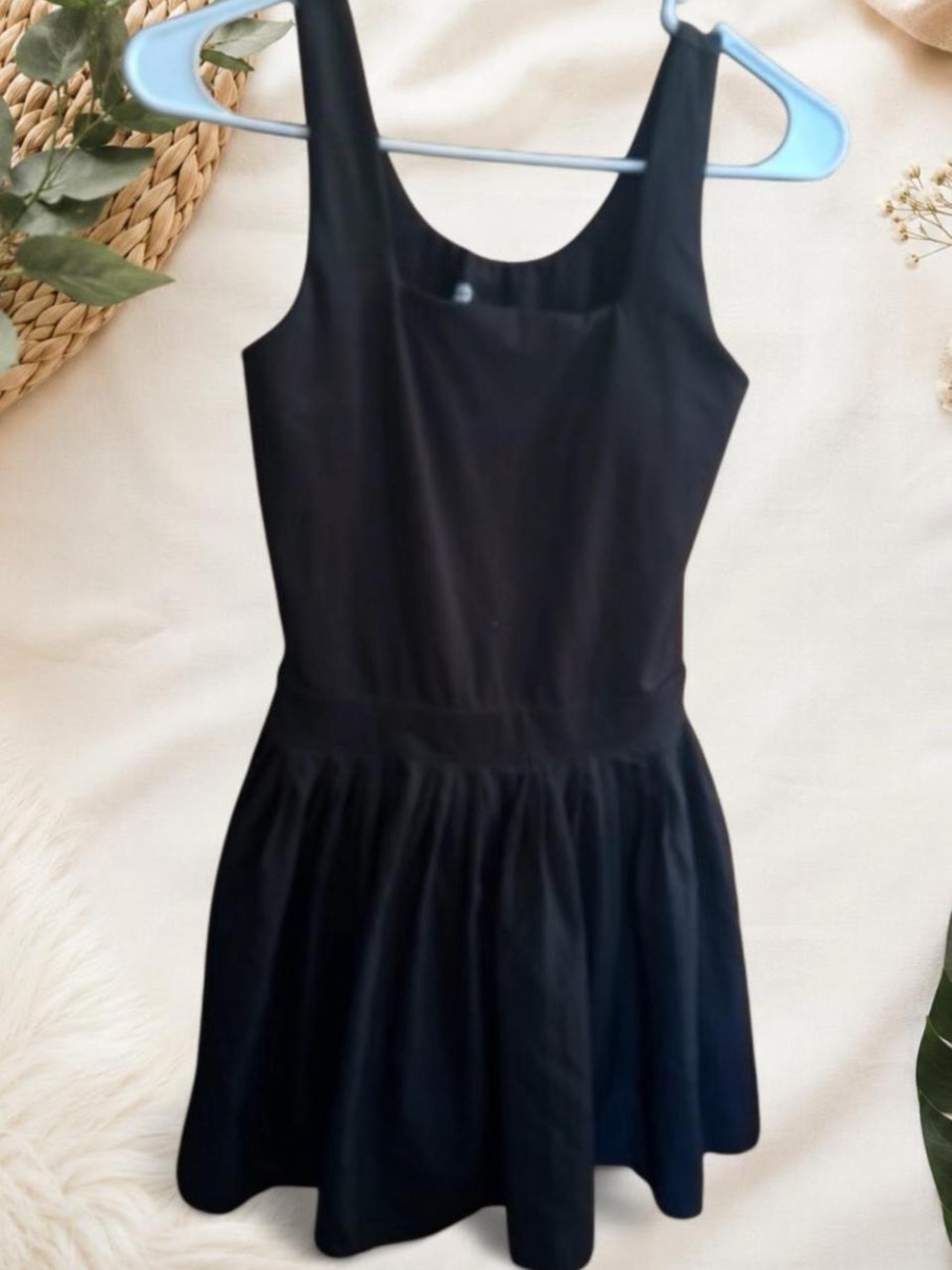 XSmall Black Sleeveless Activewear Dress With Shorts Fit & Flare Skater Dress
